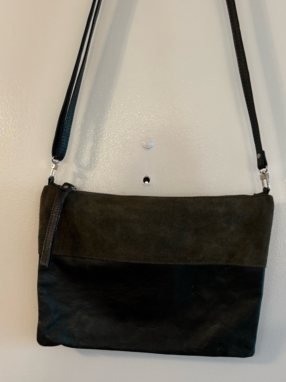 Ann Kurz Two-Tone Green Suede-Leather Crossbody Bag
